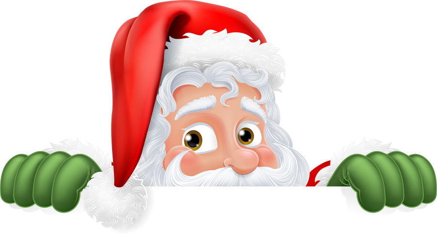 Cartoon Santa Claus Father Christmas Peeking Sign